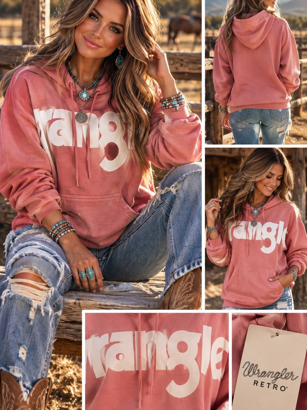 Wrangler Retro Women's Dusty Rose Logo Hoodie